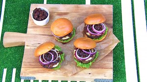 Cook up game day crowd pleasers: Bacon jam burger, shrimp
