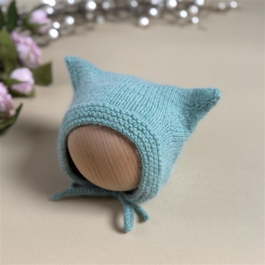 Hand Knit Ears Bonnet for Newborn & Reborn Dolls, Teal Mohair Baby Hat, Pointed Ears Doll Bonnet, Newborn Photo Prop, Soft Winter Baby Gift - Etsy Canada