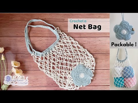 《Eveline’s Crochet》Crochet a packable bag / net bag / market bag / shopping bag