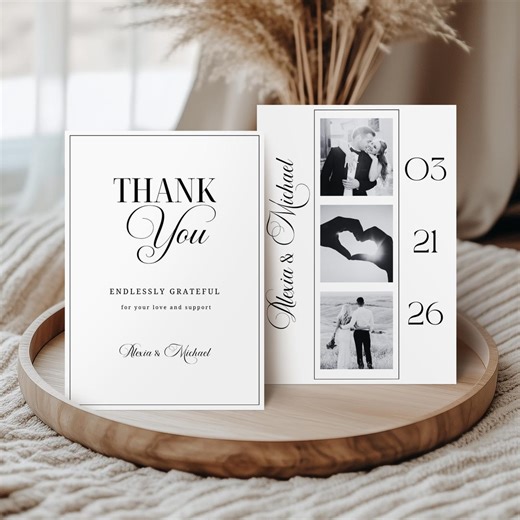 Minimalist Wedding Thank You Card, Thank You Card Template, Canva Thank You Card, Photo Thank You Card, Printable Thank You Card, ALEXIA - Etsy