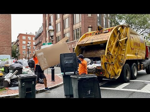 Capitol Waste Garbage Truck Packing A Massive Boston Trash Pile