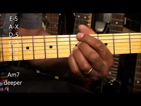 How To Play Funky A Minor Electric Guitar Chord Shapes - ‪@EricBlackmonGuitar‬