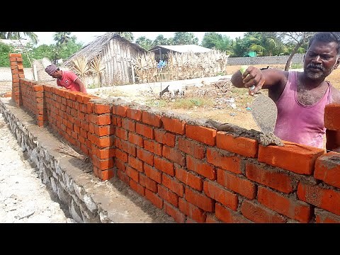 Compound Wall Construction _ House Long Compound Wall Bricklaying Design |Techniques of Brick Wall