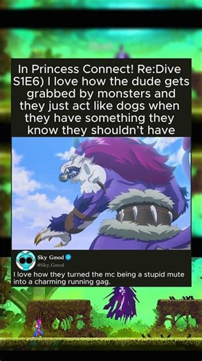 In Princess Connect! Re:Dive (S1E6) I love how the dude gets grabbed by monsters