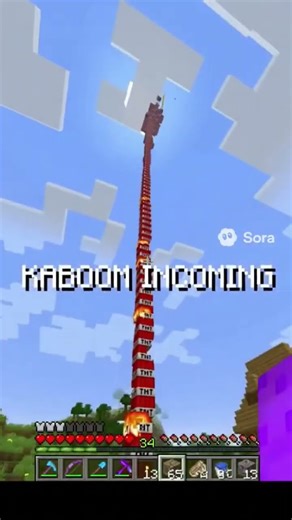 MLG Water Bucket + TNT Tower = This 🤯 #minecraft #gaming #tnt