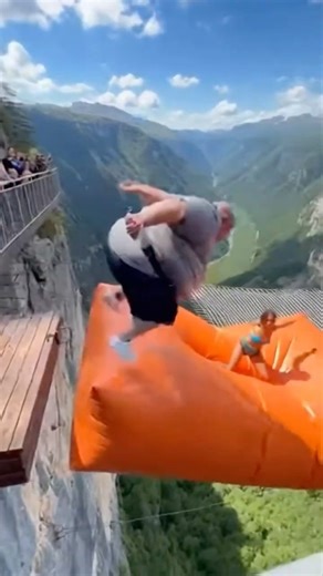 Human Slingshot: Cliff Airbag Slide Edition 🚀
