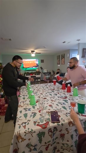 Christmas games, flip the cup to get the ornaments in faster wins #familygames #christmasgames #indoorgames #gameswithfriends
