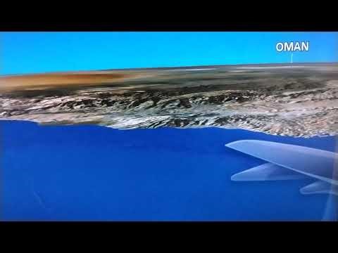 In-flight map display flying over Gulf of Oman