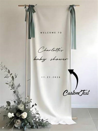 Personalized Wedding Welcome Sign, Customized Minimalist Welcome Banner, Banner With Bow Ribbon Set, Fabric Wedding Welcome Flag, Boho Wedding, Bridal Shower Sign, Custom Linen Wedding Decor, Multifunctional, Durable, Decorative, Reusable, Elegant, Fashionable, High-Quality, Colorful, Modern, Customized, Personalized, Unique, Ideal Gift For Him, Ideal Gift For Her, Boyfriend, Dad, Girlfriend, Mom, Family | SHEIN
