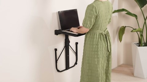 Maarch Folding TV Tray Table, Adjustable TV Dinner Table, Foldable Tray Table for Eating and Laptops, Wall Mountable, Black