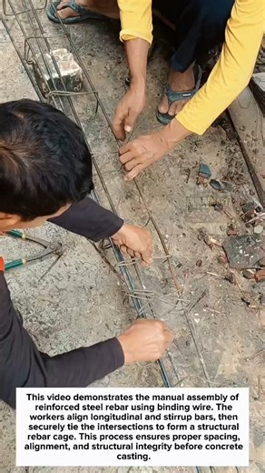 Manual Rebar Tying for Concrete Structures #construction #rebar #civil