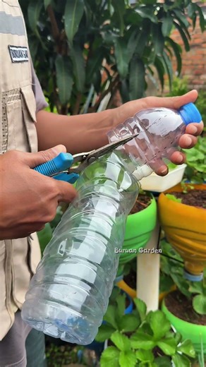Use used plastic bottles to make hanging pots #gardeningideas #gardening #garden