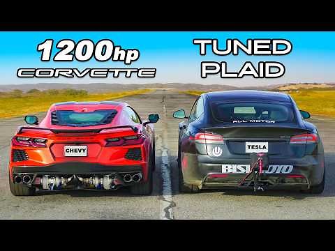 1200hp Corvette C8 v Model S Plaid: DRAG RACE