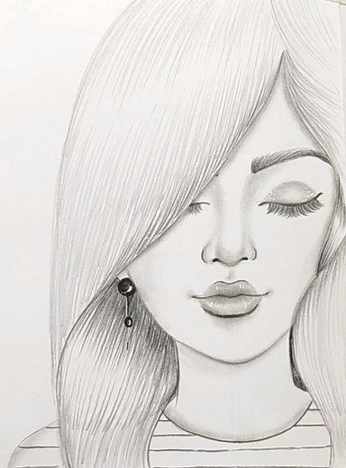 Easy and simple pencil sketch of a girl face | Drawing Book