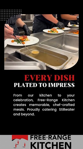 From the first plate to the final bite, our team puts heart into every detail. Free-Range Kitchen is proud to bring chef-crafted catering to events of all sizes—right here in Stillwater and beyond. Let us help make your next celebration unforgettable. 🍽️ 📱 www.free-rangekitchen.com | Free-Range Kitchen
