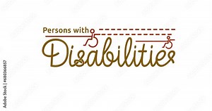 International Day of Persons with Disabilities text animation with alpha channel. Celebrated every year on 3 December to raise awareness of the situation of disabled persons in all aspects of life. Stock Video