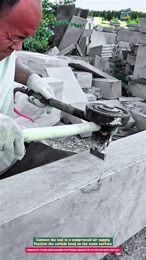 Pneumatic Stone Bush Hammer Texturing Granite up to 100 mm Wide per Pass
