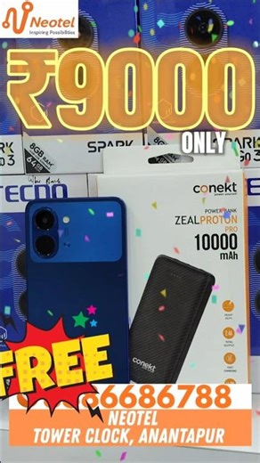 TECNO SPARK 3 4G AI MOBILE. ₹9000 ONLY PRICE. FULL STOCK AVAILABLE IN NEOTEL STORE ANANTAPUR #shorts