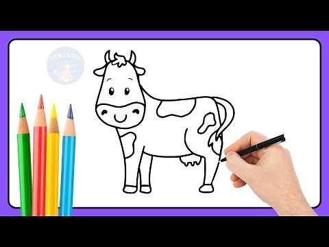 How to draw cow Drawing for Beginners | Easy and Cute Step by Step 🐬 | Color’s Artbox