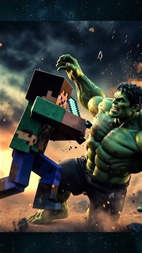 Hulk vs Minecraft battle Minecraft Legends #minecraft #leagueoflegends #herobrine
