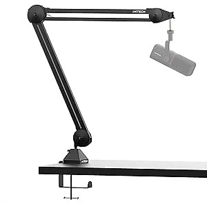 IXTECH Microphone Boom Arm Stand, Heavy Duty Adjustable Mic Stand with Cable Ties, Desk Mount Arm Stand for Gaming Streaming Podcasting.
