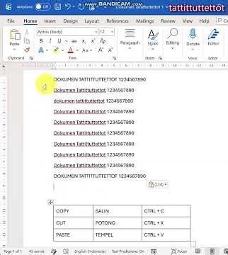 Langkah COPY CUT PASTE pada microsoft word #excel #word #office