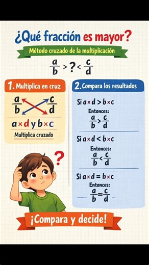 Arturo De La Cruz on Instagram: "Quieres saber si dos fracciones son iguales o cual es mayor que otra, utiliza este método #aritmetica #algebra #exaniii #ceneval #elartydelasmatematicas"