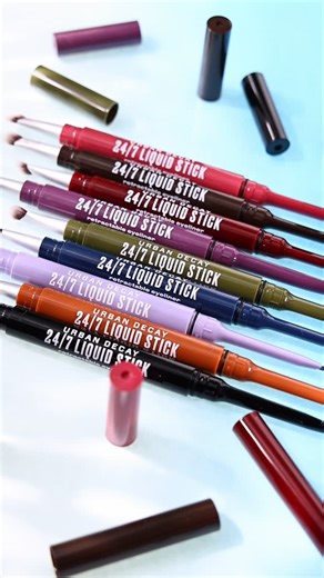 Urban Decay Cosmetics on Instagram: "24/7 Liquid Stick Liners — a wet-gel formula that delivers liquid-level intensity with pencil-smooth glide precision that moves effortlessly for up to 24 hours. meet the lineup: Melted Onyx - deep matte black Brown Noise - deep matte brown Rough Waves - deep matte teal Wine Spill - deep matte burgundy Fluid Fig - deep matte plum Solar Flick - duochrome copper Dirty Martini - shimmery olive Denim Wash - shimmery periwinkle Ruby Drip - shimmery raspberry"