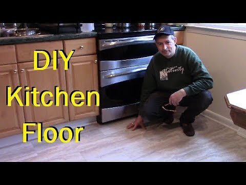 DIY Kitchen Floor using TrafficMaster Peel-and-Stick Groutable Vinyl Tile from HD