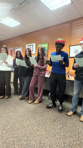 Señora Tolvstad's Spanish 4 students were spreading cheer all over the high school this morning caroling 🎶 and they even stopped by the District Office potluck! Enjoy their rendition of Feliz Navidad! #WeAreWS | School District of West Salem