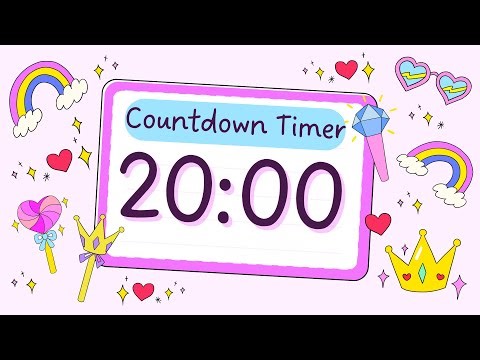 20 Minute Countdown Timer with Relaxing Music and Alarm | Cute Kawaii Timer