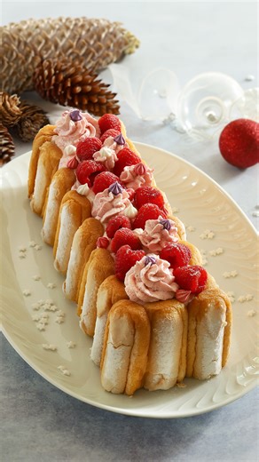 Une délicieuse bûche fruitée et gourmande façon charlotte aux framboises ! 😍 | 750g : Recettes de cuisine