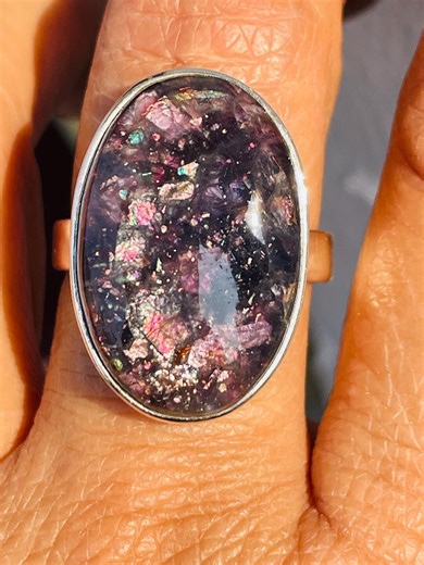 Iolite Sunstone Ring: Oval Sterling Silver Boho Statement Jewelry - Etsy