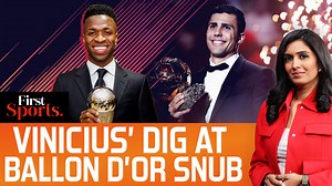 32K views · 1.1K reactions | #FirstSports: Real Madrid sensation and Brazilian winger Vinicius was named FIFA best player of the year. After winning the title, Vinicius took a dig at his Ballon d'Or snub where Rodri was given the title. Did FIFA reward Vinicius to calm Real Madrid and the footballer? Rupha Ramani looks at the different voting systems on which the winners for FIFA awards and Ballon d'Or are decided and if Ballon d'Or voting system is flawed. | Firstpost | Facebook