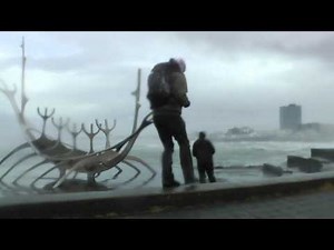 Crazy Wind Storm 70 m/s 150 mph in Reykjavik Iceland