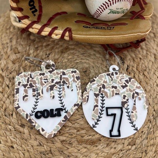 Personalized Baseball Bag Tag, Baseball Keychain, Baseball Name Tag, Camo Drip - Etsy