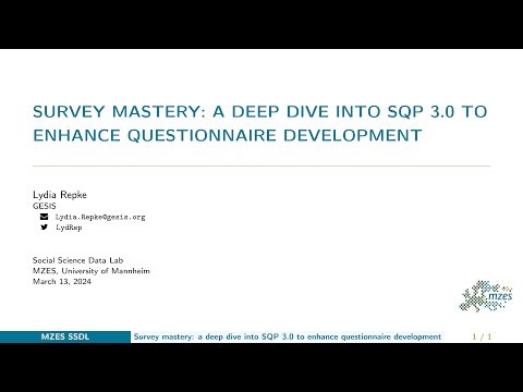 Survey mastery: a deep dive into SQP 3.0 to enhance questionnaire development