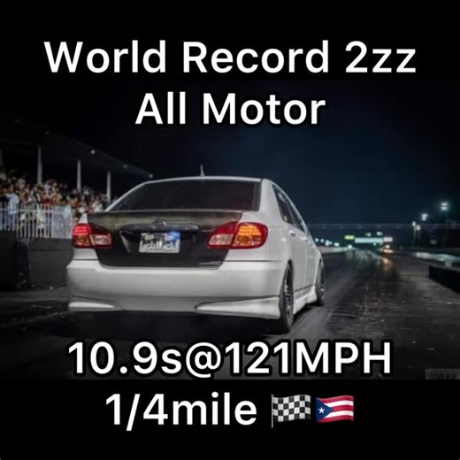 Nitsuj Lift on Instagram: "La 🕊️ Corolla Xrs 2zz Non Swap más rápido del mundo 🌎 10.9s@121mph 1/4 Record Only Top 2zz All Motor. 🔥🏁🇵🇷"