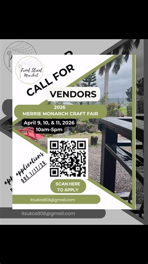 Front Street Market on Instagram: "Merrie Monarch Craft fair Vendor Application now open . Click link in bio or scan QR code. Applications due 1/17/26 #hilo #bigisland #itsukos #supportlocal #historic #tsunamiclock #merriemonarch2026"
