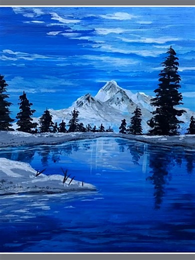 Acrylic Painting of a Snow Mountain