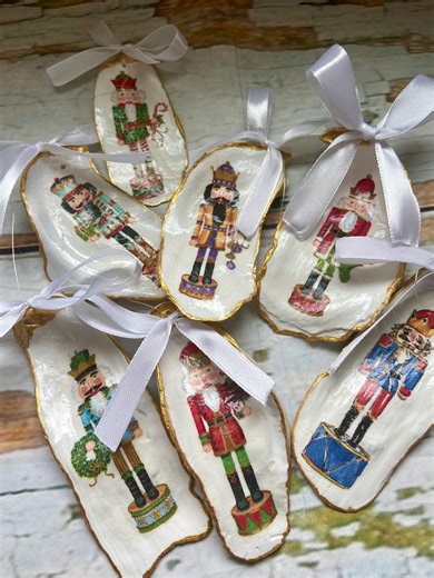 Decoupage Handmade Oyster Shell Nutcracker | Ornament - Etsy