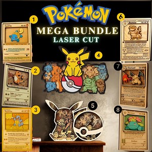 Pokemon Mega Bundle SVG | 3D Layered Laser Cut Files | Pikachu Pokeball Shadow Box   Classic Pokemon Card Designs | Cricut Glowforge - Etsy