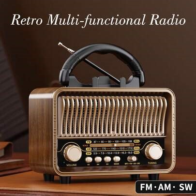 Retro tragbares Radio, AM/FM/SW Mehrband, USB-Ladung + TF-Kartenwiedergabe, mit externer Antenne, Outdoor-Notfall-Persönliches Radio, Mini-FM-Empfänger | SHEIN