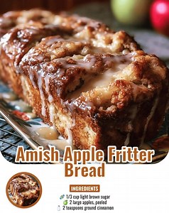 197K views · 615 reactions | Amish Apple Fritter Bread tastes like your favorite fritter in loaf form, packed with juicy apples and warm cinnamon spice!  Recipe  | The Hidden Recipe | Facebook