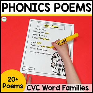 CVC Word Family Phonics Poems with Decodable Text