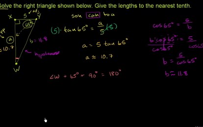 Solving for a side in right triangles with trigonometry