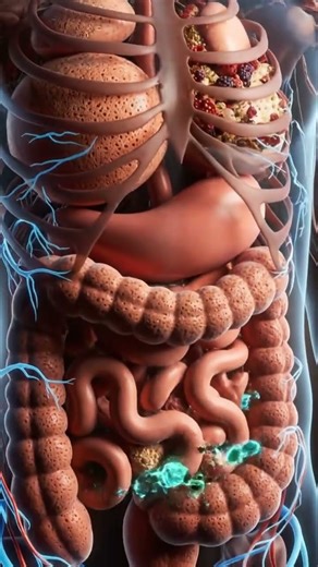 What Happens Inside Your Body After Eating Fiber 🥦 | 3D Digestive Animation #shorts