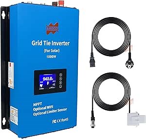 Mars Rock 1000W Solar Grid Tie Inverter with Limiter, Pure Sine Wave Inverter Converts 22-60V DC to 110V/240V AC (Auto-Match),Perfectly Compatible with Home Solar Power Systems