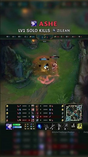Ashe LV1 SOLO KILLS Zilean | KR Master Patch 26.18 #shorts