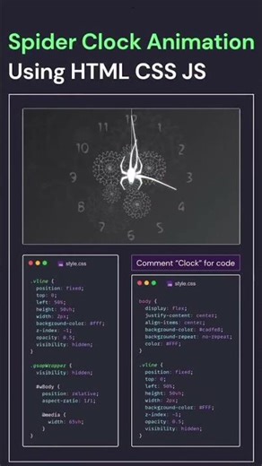Spider Clock Animation using HTML CSS JS😨💀 Cool Next Level Animation Spider Clock😯😱 #clockblock